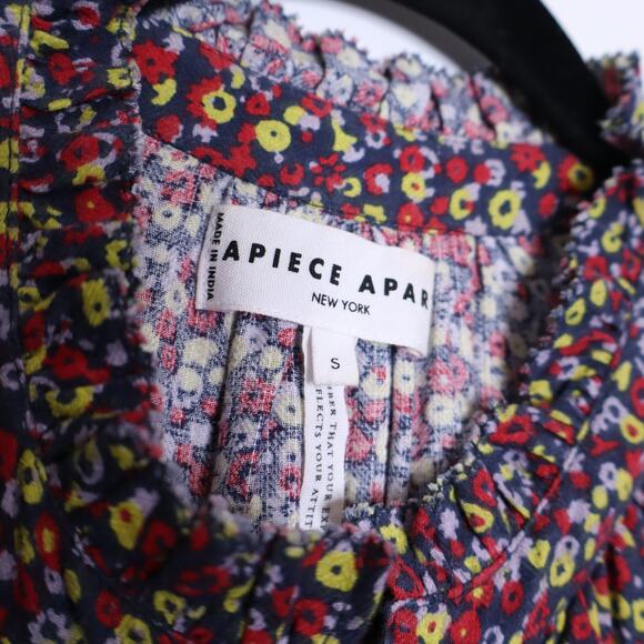 APIECE APART Las Alturas Mini Dress Dotty Floral Crimson Tiered Skirt Women's S - Picture 9 of 11